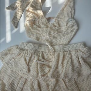 SHEIN Cream Textured Skirt Set